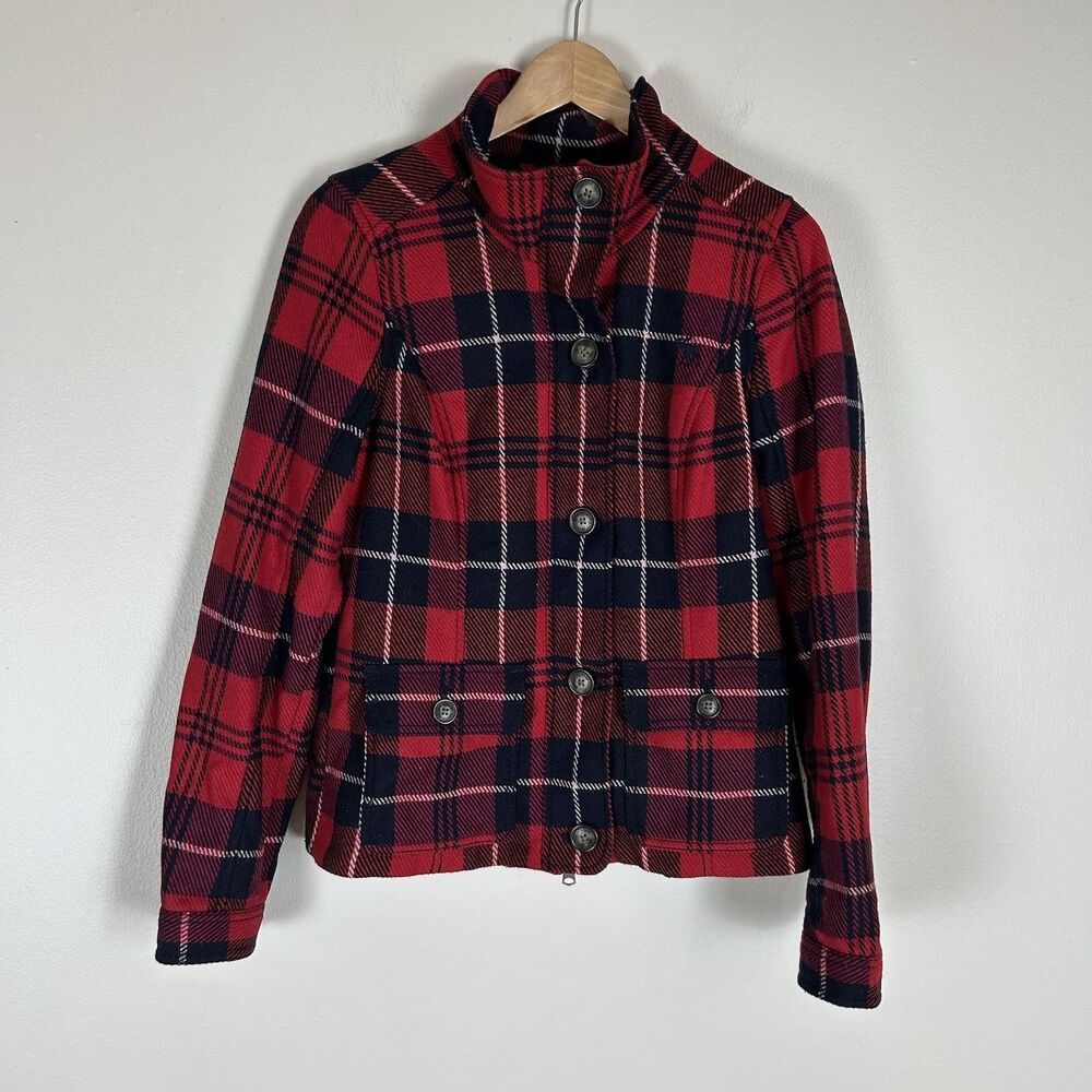 Abercrombie & Fitch S Buffalo Plaid Red Jacket Wool Y2K Preppy Button Coat